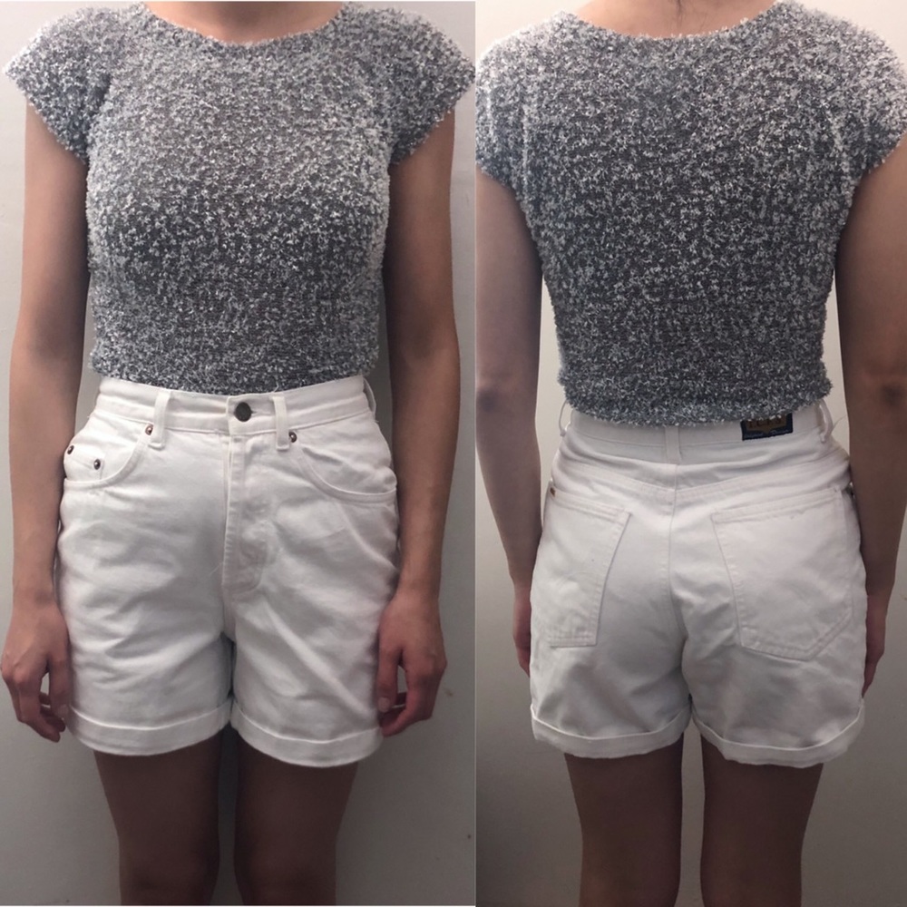 Vintage Escada Silver Woven Short Sleeved Shirt